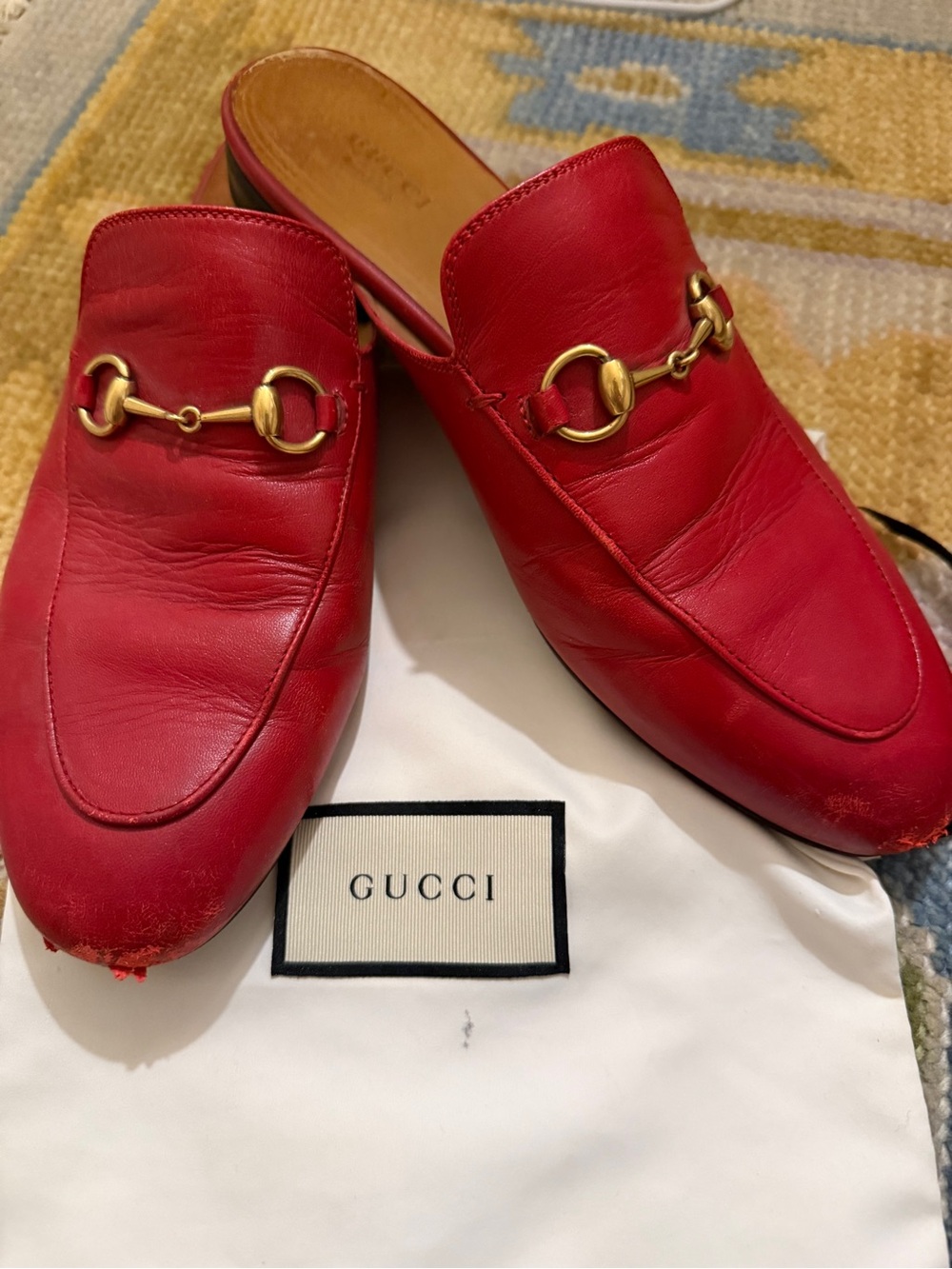 Gucci Red Leather Princetown Mules/Slides - Sz 40 (IT)